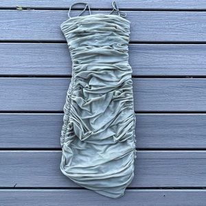 Elegant Ruched Gray Dress